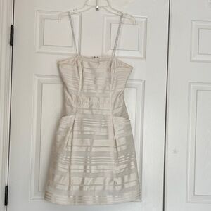 Lily Pulitzer "Blossom" Strapless Ivory White With Stripes 100% Silk Mini Dress